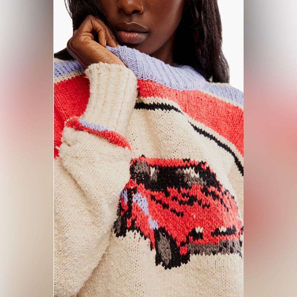 Free People NWT Fast Lane Oversized Sweater size large - Picture 2 of 4